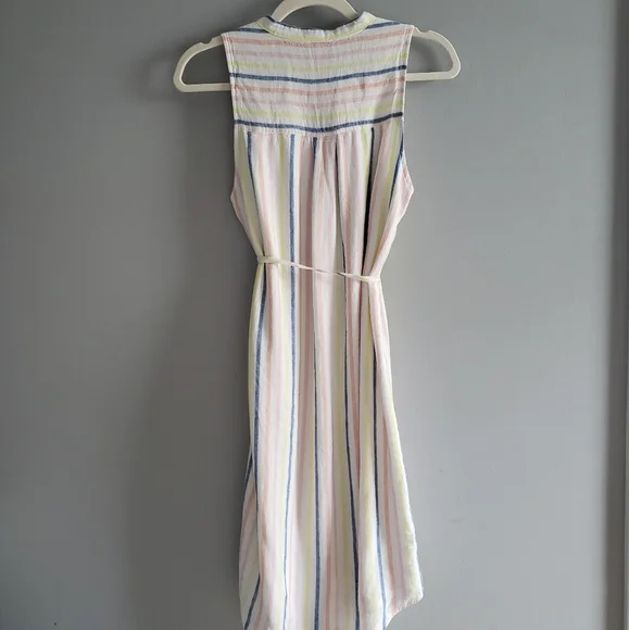 Splendid Linen Blend Button Front Midi Dress in Picnic Stripe - Picture 7 of 16